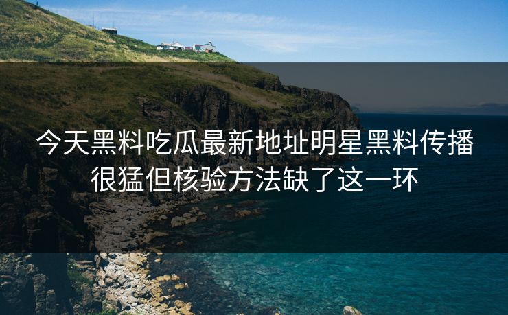 今天黑料吃瓜最新地址明星黑料传播很猛但核验方法缺了这一环